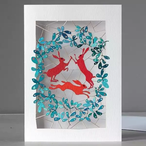 Three Hares Laser-cut Card by Ge Feng
