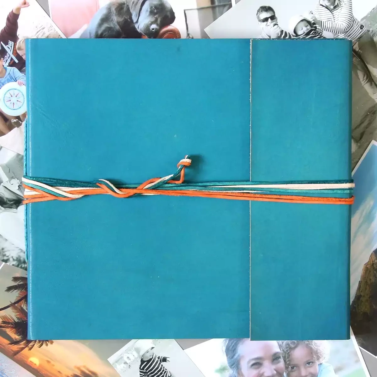 Three String Large Leather Photo Album - Turquoise by Paper High