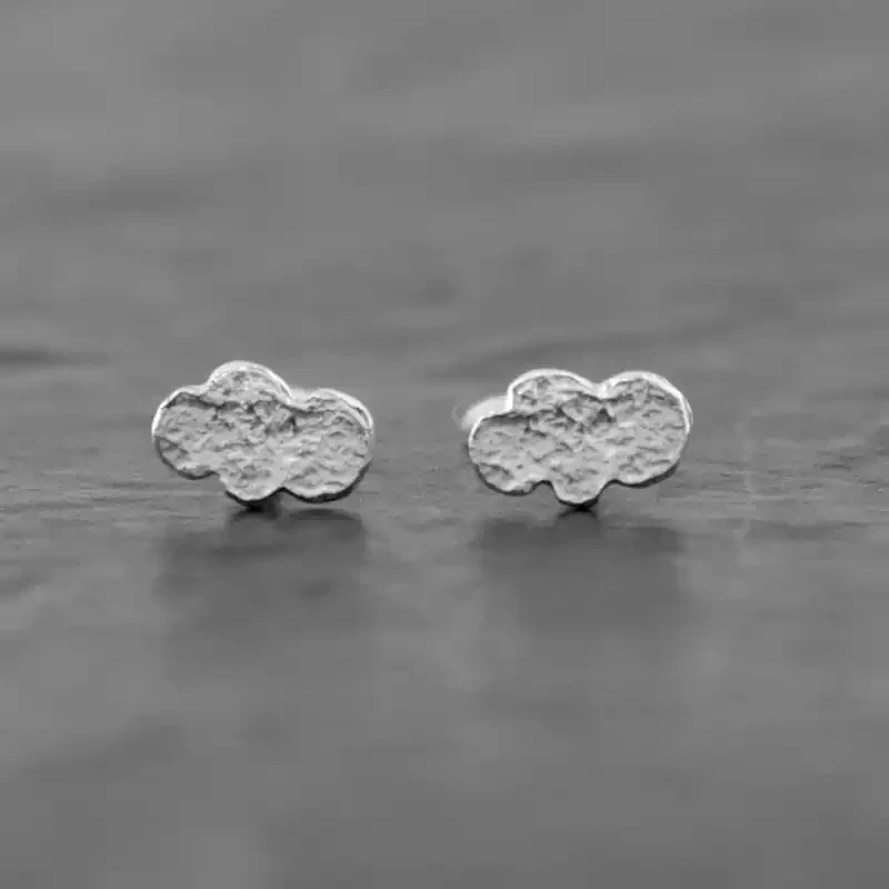 Tiny Silver Cloud Stud Earrings by Fi Mehra