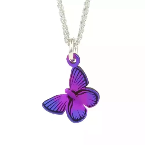 Titanium Butterfly Pendant - Medium - Pink by Prism Design
