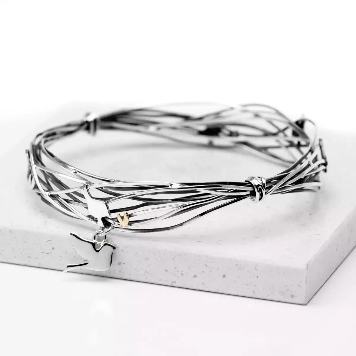 Three Little Birds Silver and Bangle by Linda Macdonald