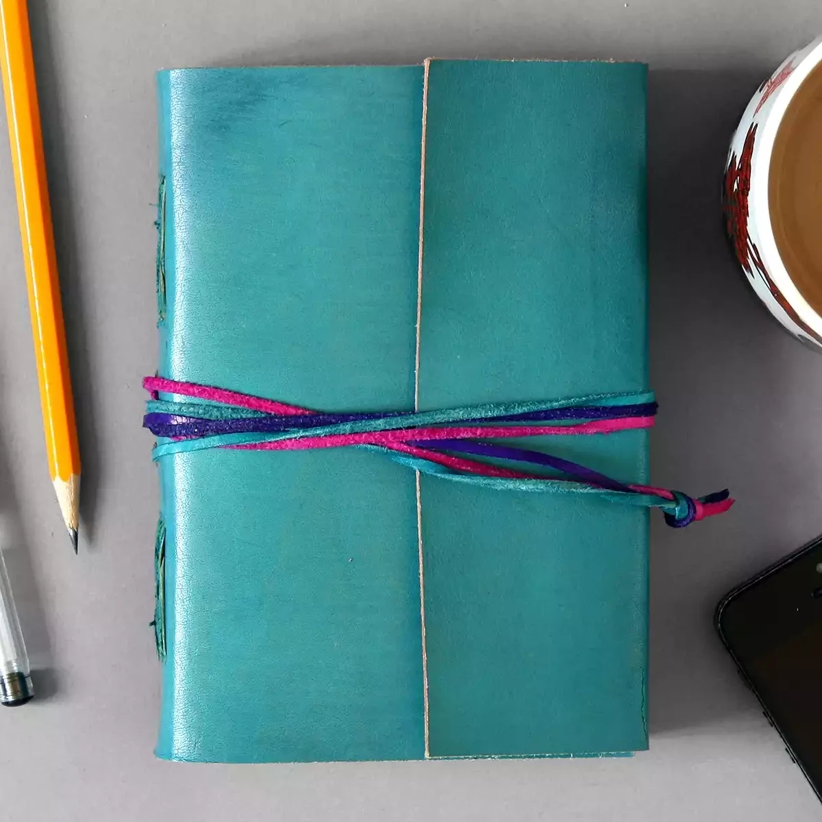 Three String Leather Journal - Turquoise by Paper High