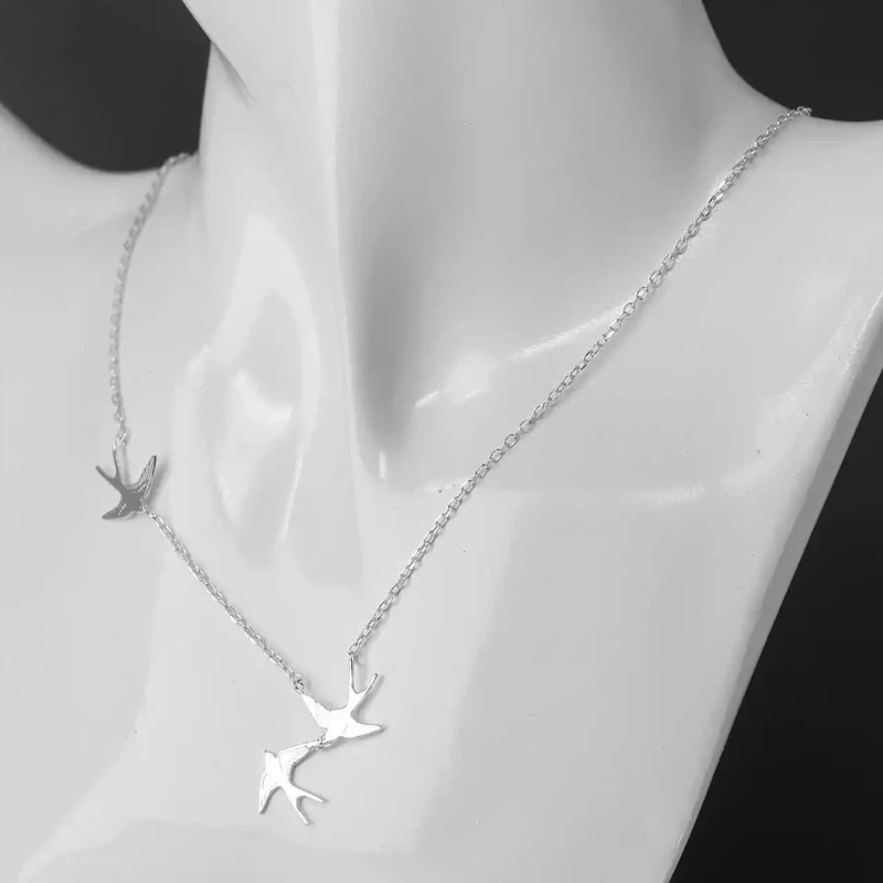 Three Swallows Silver Necklace by Amanda Coleman