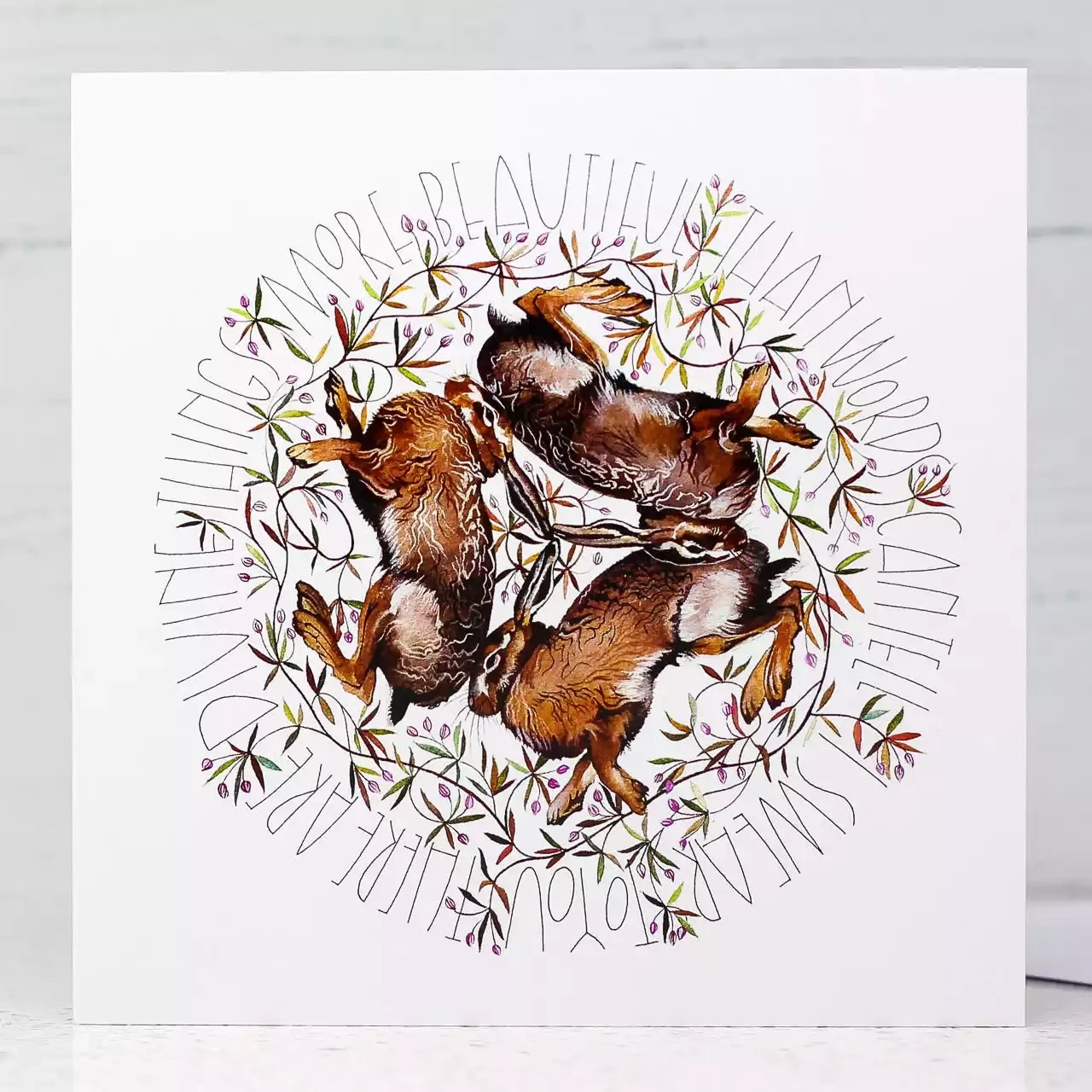 Three Hares Card by Sam Cannon