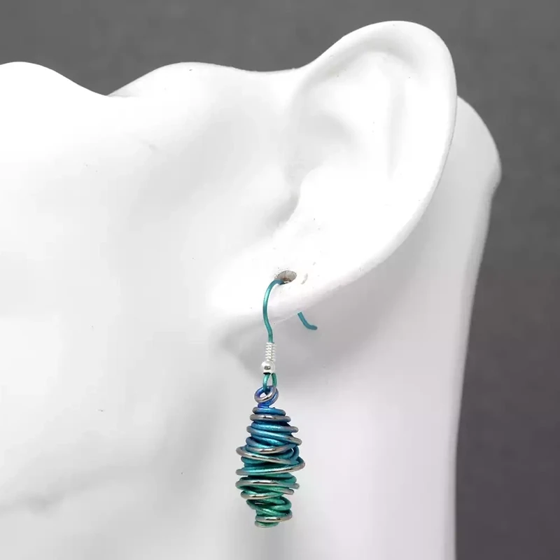 Titanium Chaos Drop Earrings - Green by Prism Design