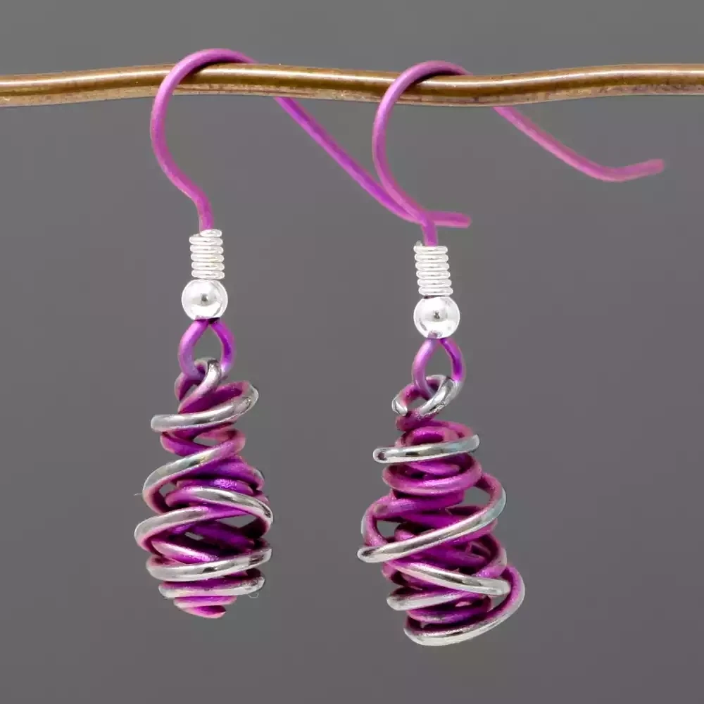 Titanium Chaos Drop Earrings - Small - Pink by Prism Design