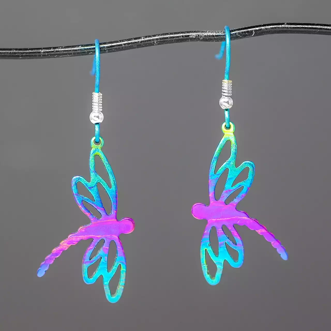 Titanium Dragonfly Drop Earrings - Medium by Prism Design
