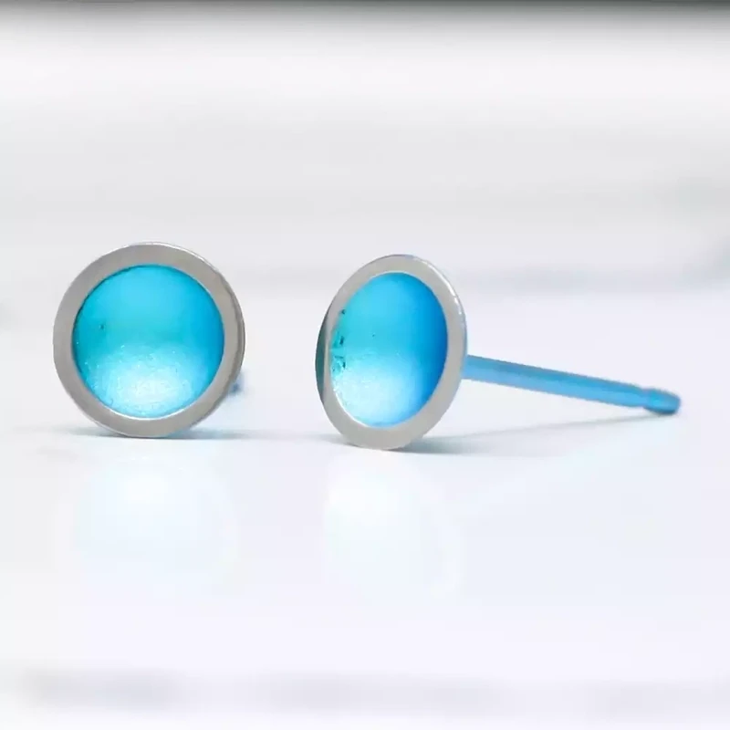 Titanium Concave Studs - Kingfisher by Prism Design