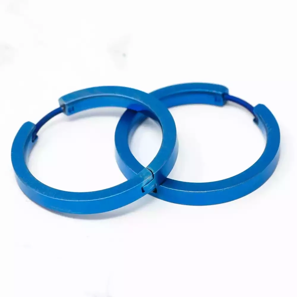 Titanium Full Hoop Earrings - Medium - Dark Blue by Prism Designs