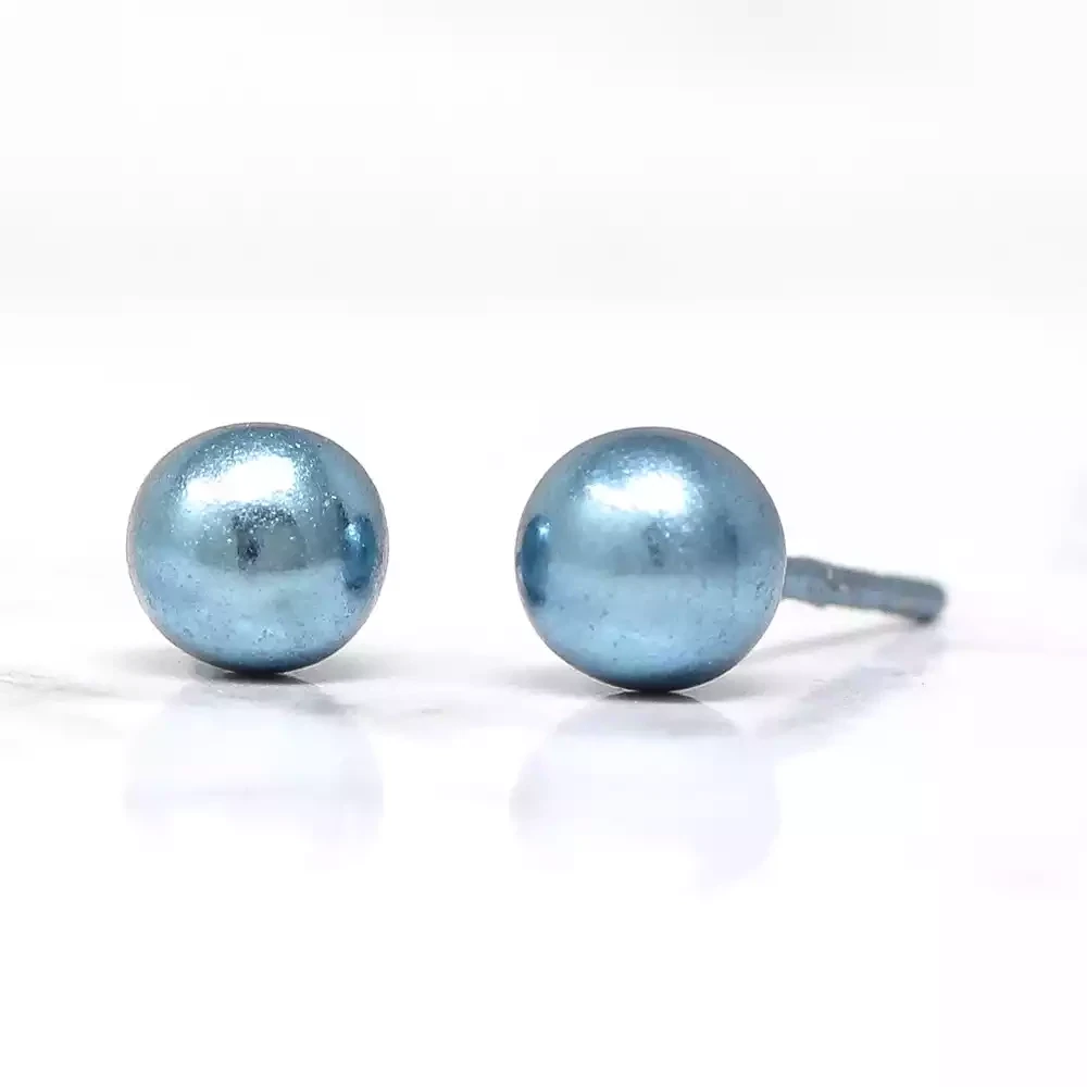 Titanium Round Bead Studs - Large - Light Blue by Prism Design