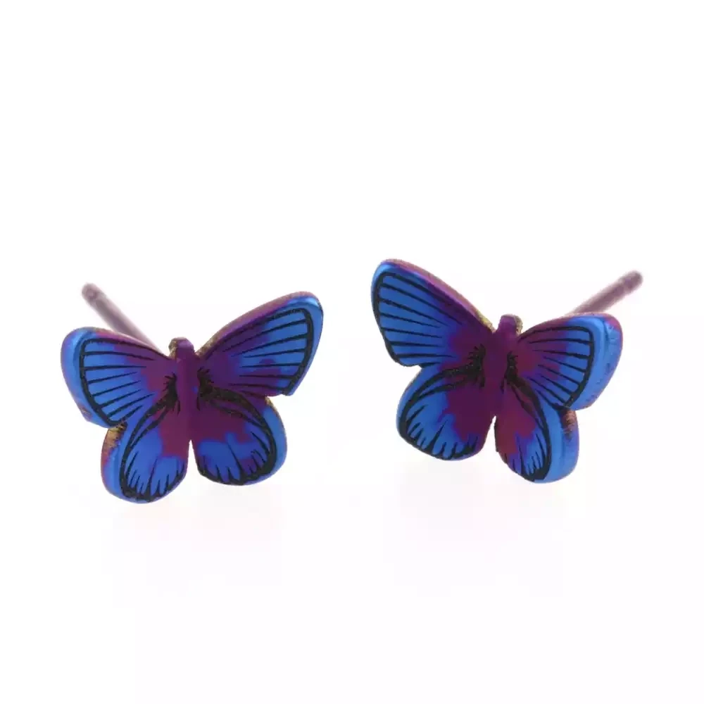 Titanium Butterfly Studs - Small - Purple by Prism Design