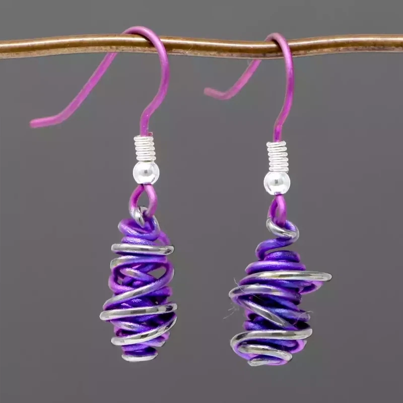 Titanium Chaos Drop Earrings - Small - Purple by Prism Design