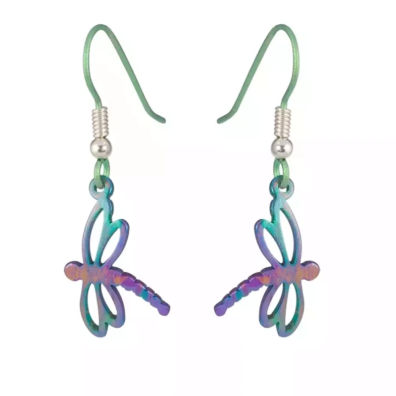 Titanium Dragonfly Drop Earrings - Small by Prism Design