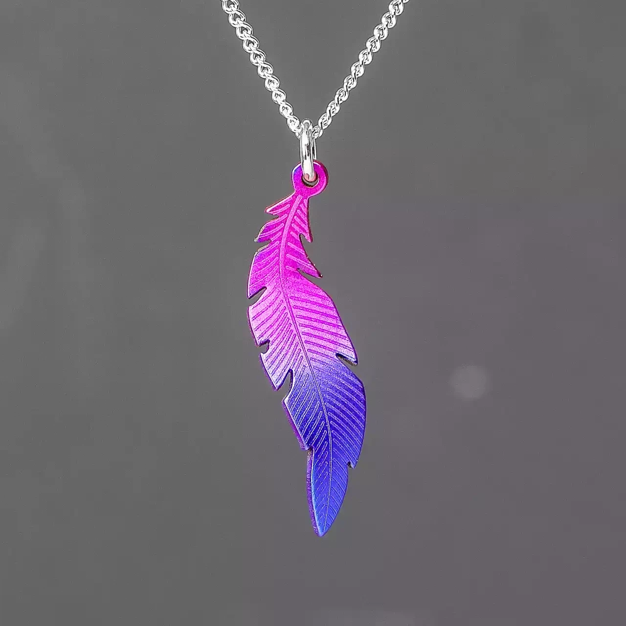 Titanium Feather Pendant - Small - Purple by Prism Design