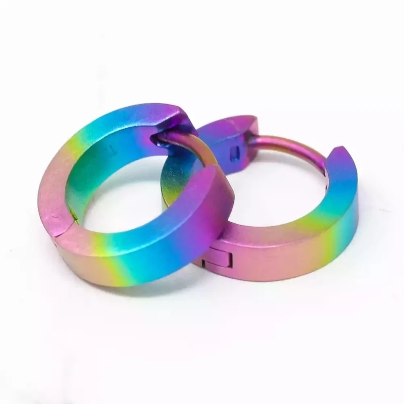 Titanium Full Hoop Earrings - Small - Rainbow by Prism Designs