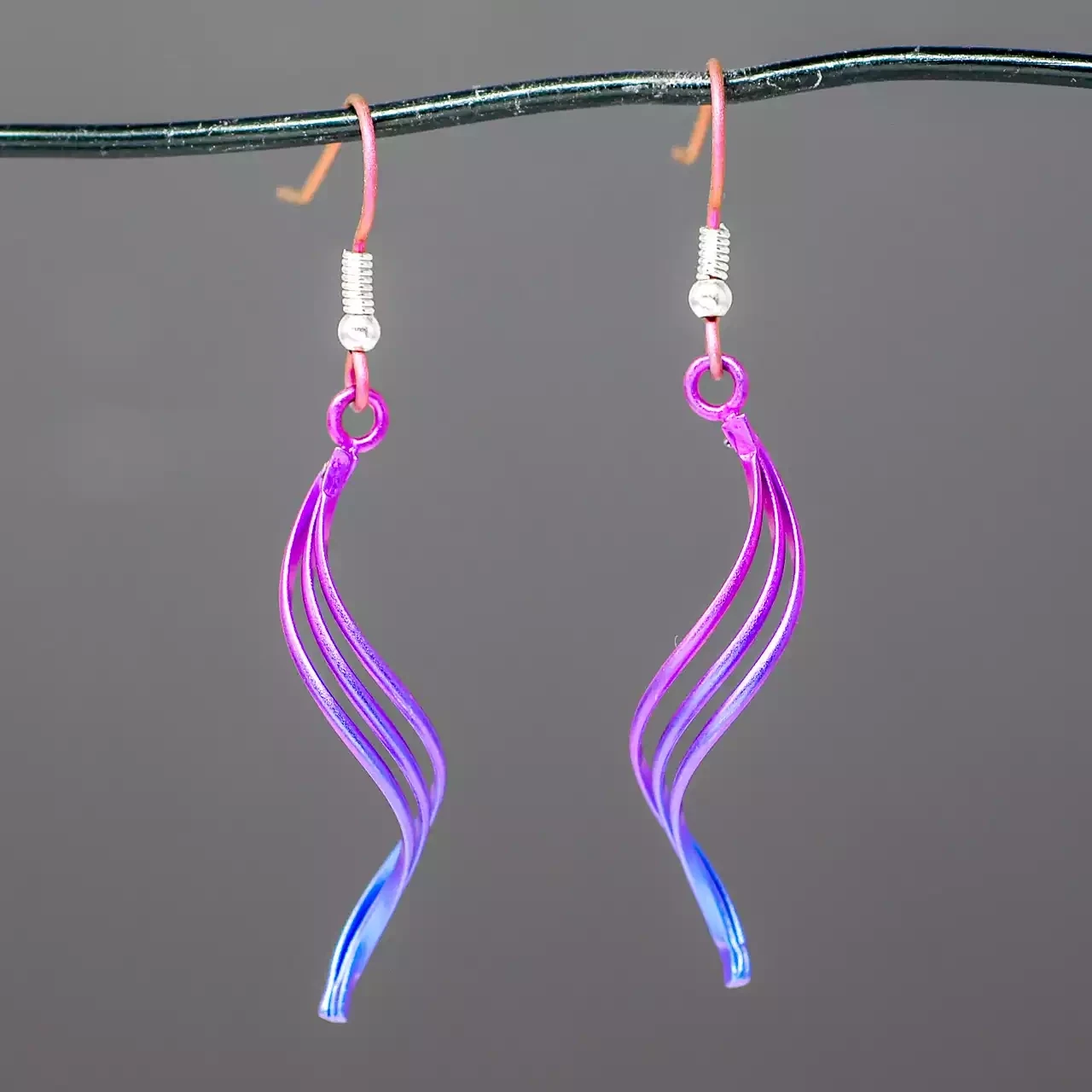 Titanium Triple Ribbon Drop Earrings - Pink by Prism Design