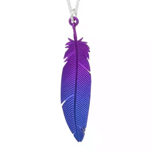 Titanium Feather Pendant - Medium - Purple by Prism Design