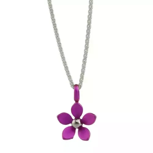 Titanium Single Layer Flower Pendant - Medium - Pink by Prism Design