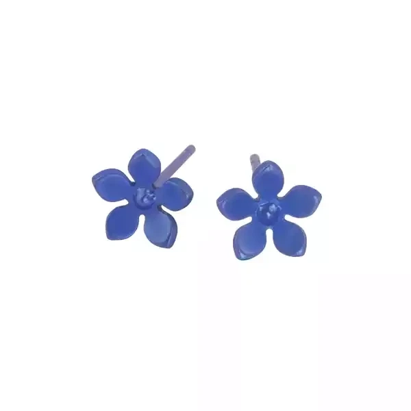 Titanium Single Layer Flower Studs - Dark Blue by Prism Design