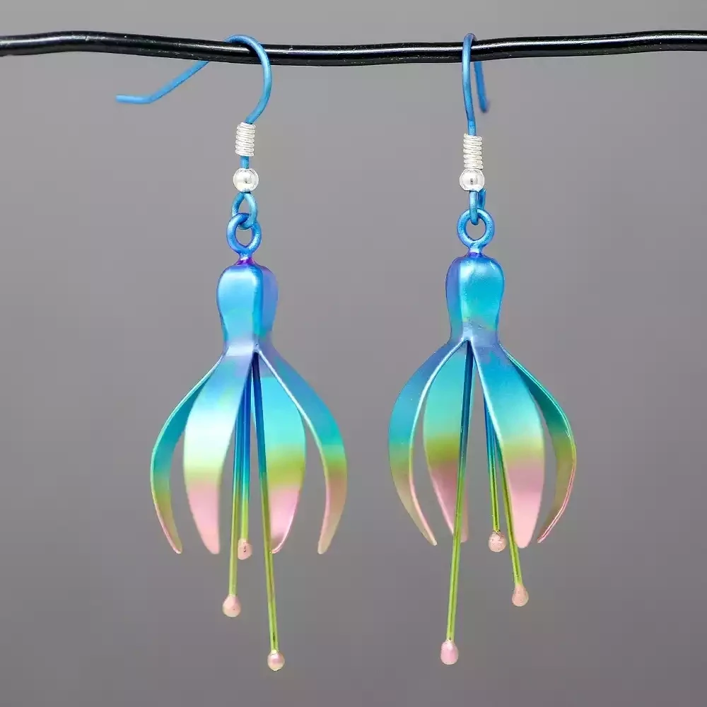 Titanium Fuchsia Drop Earrings - Green by Prism Design