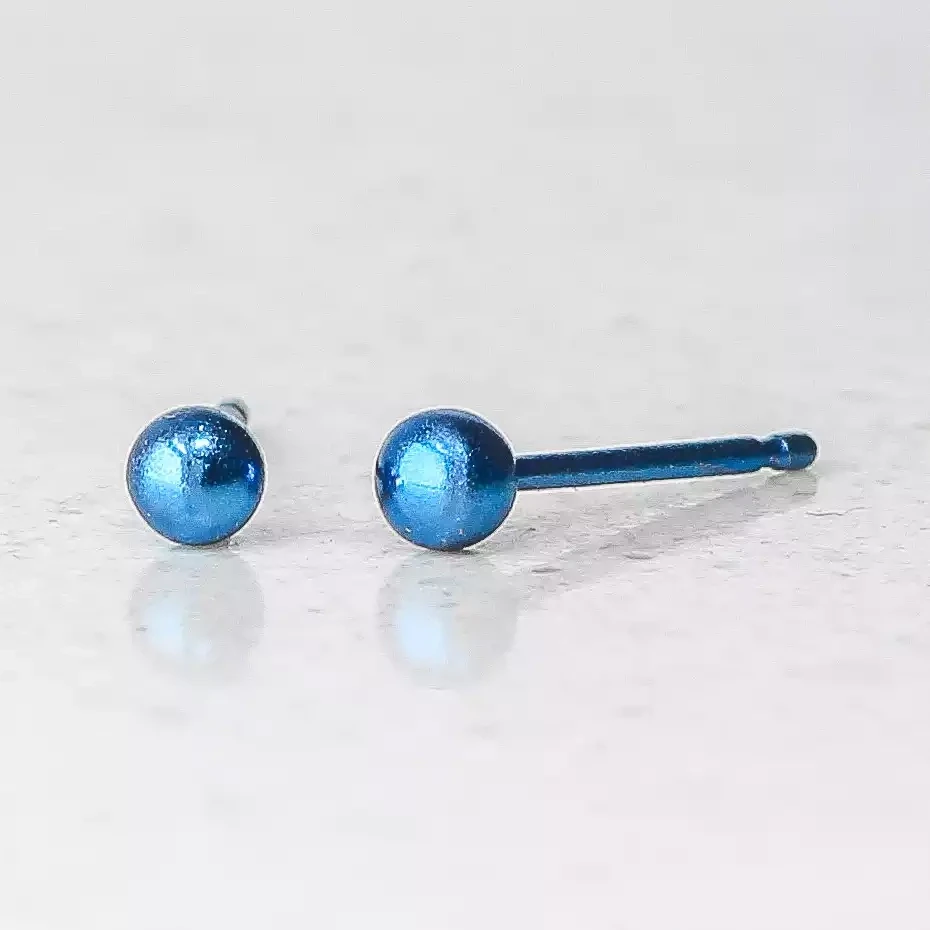 Titanium Round Bead Studs - Small - Dark Blue by Prism Design