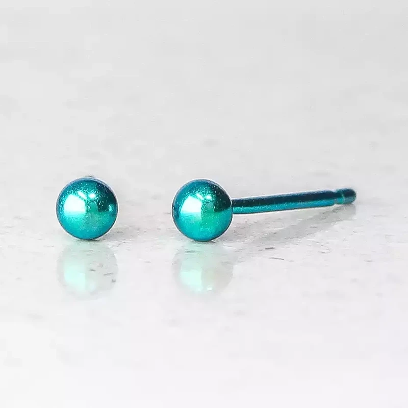 Titanium Round Bead Studs - Small - Kingfisher by Prism Design