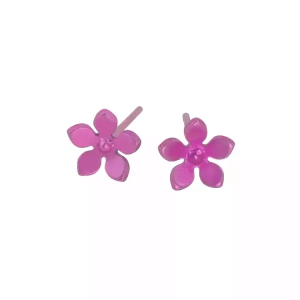 Titanium Single Layer Flower Studs - Pink by Prism Design