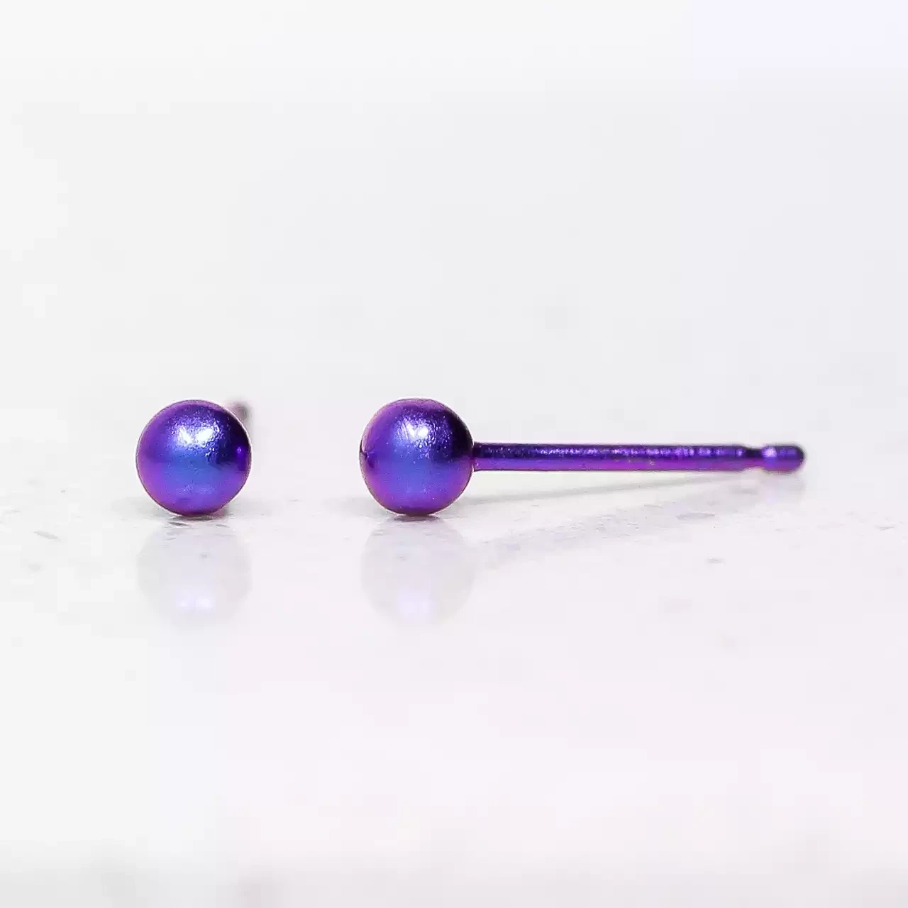 Titanium Round Bead Studs - Small - Purple by Prism Design