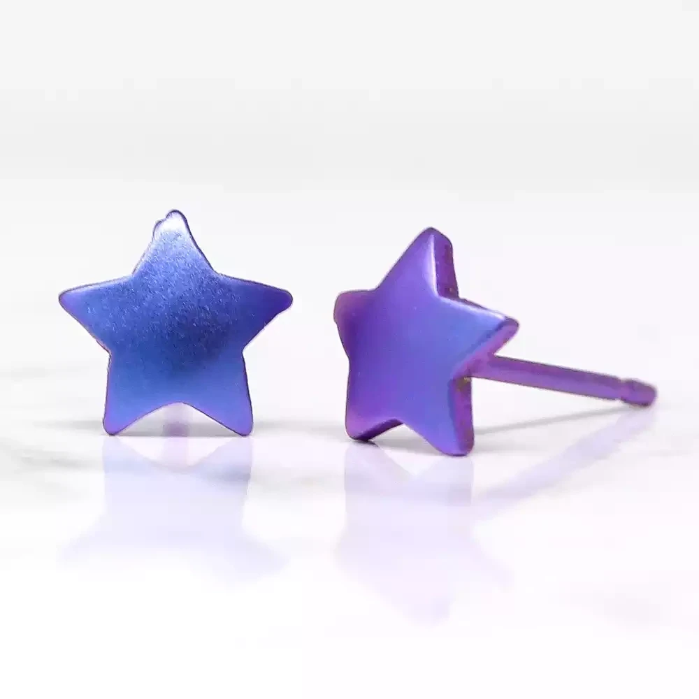 Titanium Star Studs - Small - Purple by Prism Design
