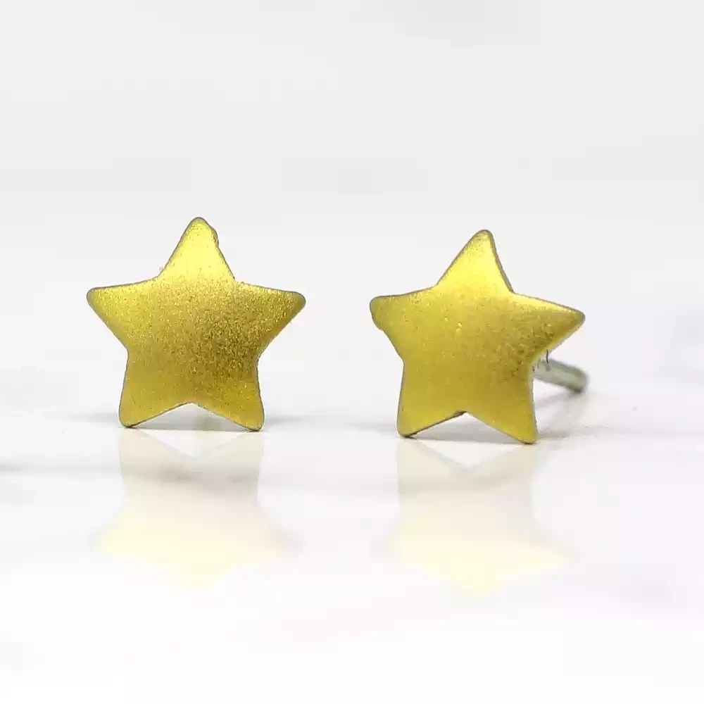 Titanium Star Studs - Small - Yellow by Prism Design