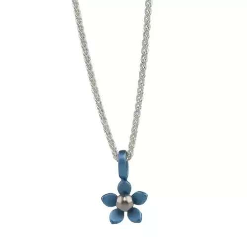 Titanium Single Layer Flower Pendant - Small - Light Blue by Prism Design