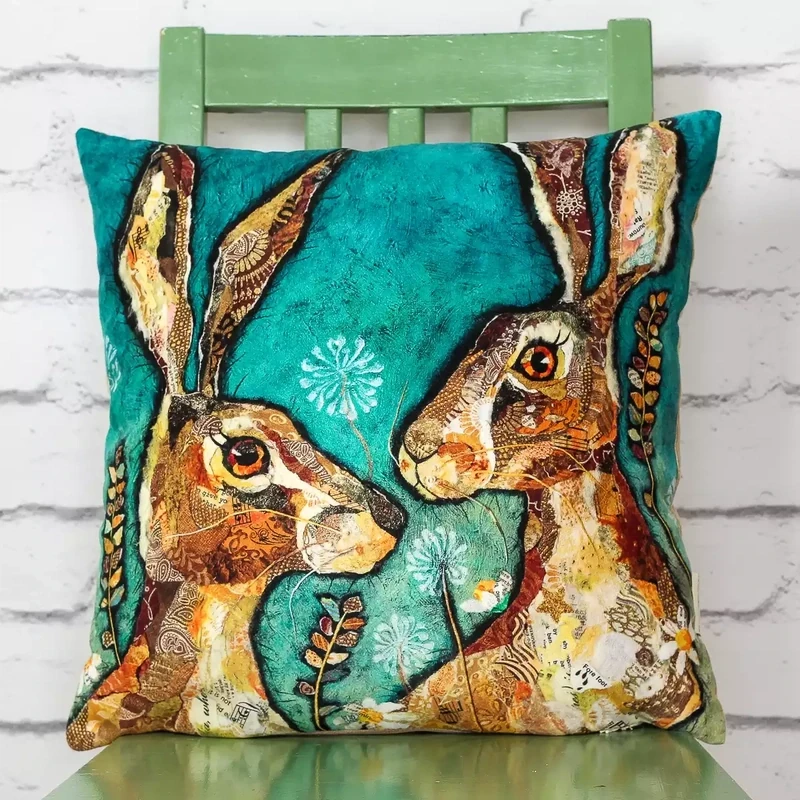 Together Hares Cushion by Dawn Maciocia