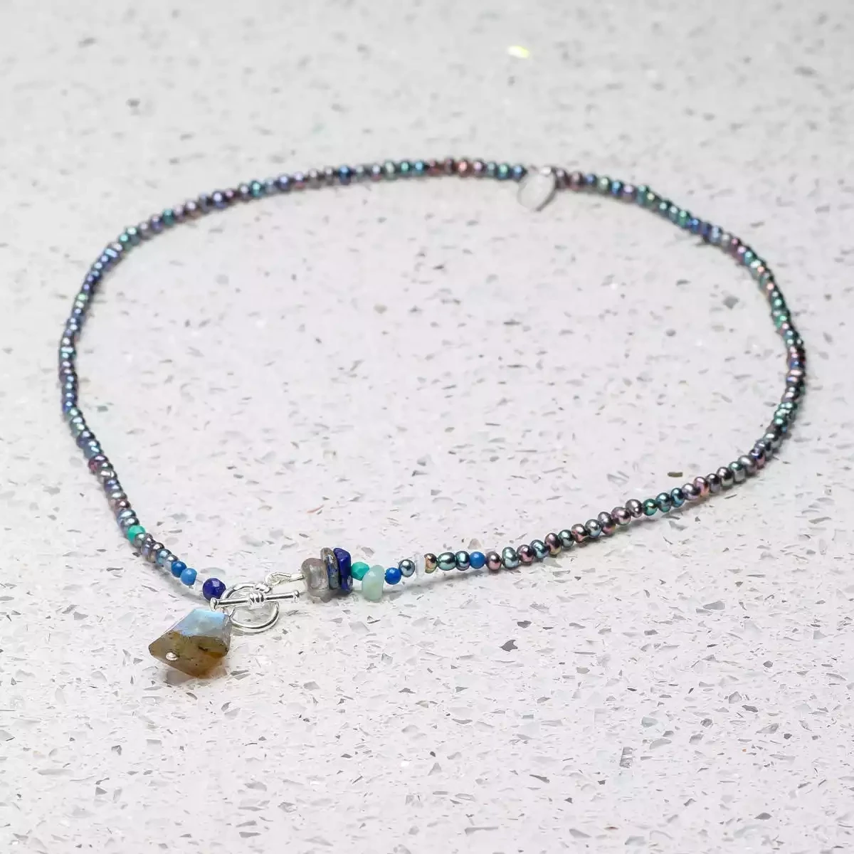 Toggle Beaded Gemstone Necklace - Water by Katherine Bree