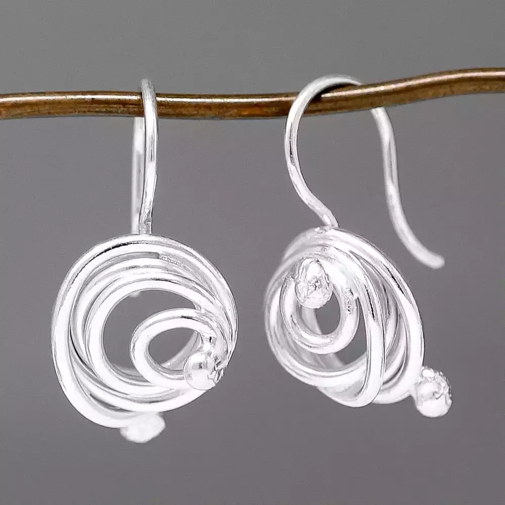 Twiggy Silver Hook Earrings - Large by Fiona Mackay