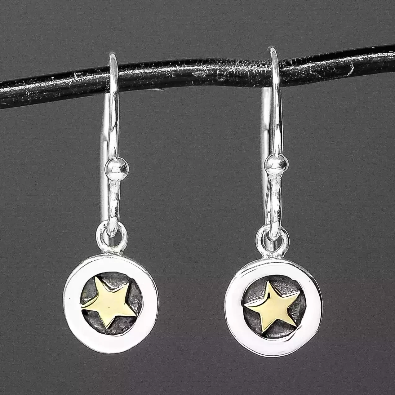 Twilight Star Silver and Gold Drop Earrings - Small by Linda Macdonald