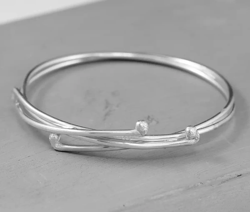 Twiggy Silver Bangle by Fiona Mackay