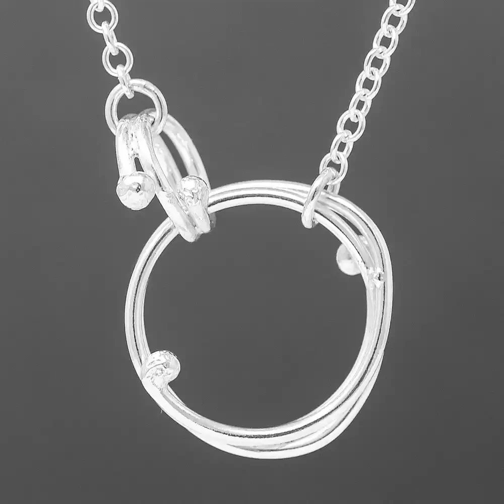 Twiggy Double Circle Silver Necklace by Fiona Mackay