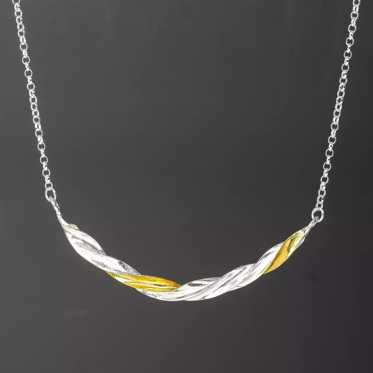 Viking Twist Silver and Gold Plated Necklace by Fi Mehra