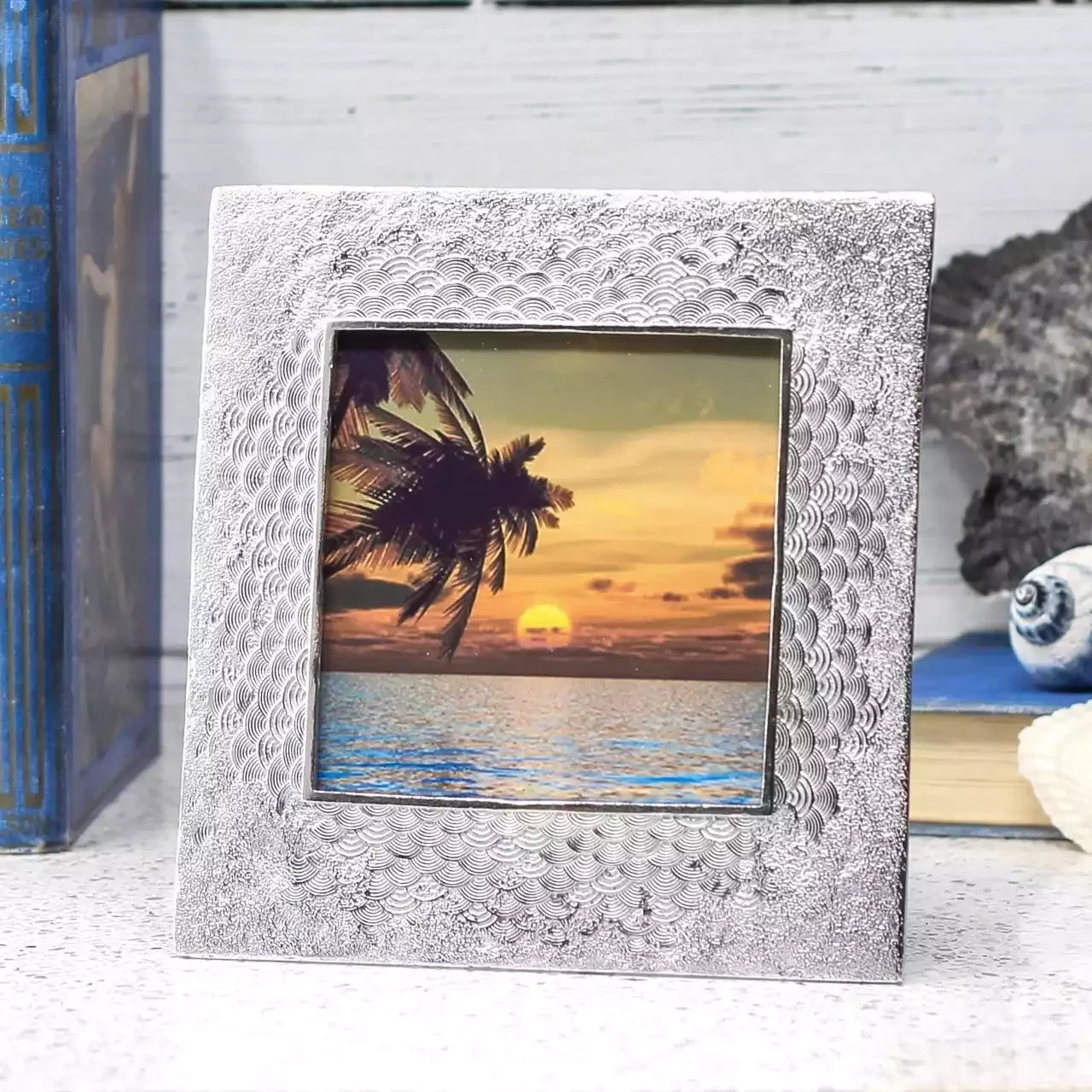 Waves Pewter Photo Frame 3.5x3.5 by Lancaster and Gibbings