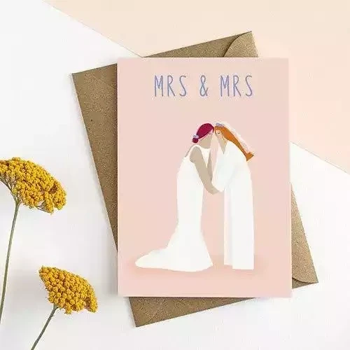 Wedding Brides Mrs &amp; Mrs Card by Elsa Rose Frere