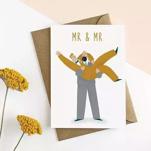 Wedding Grooms Mr & Mr Card by Elsa Rose Frere