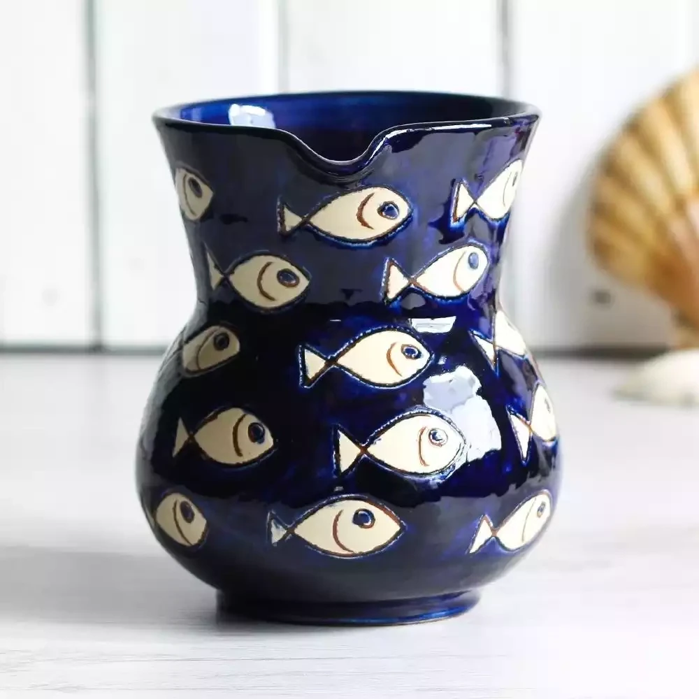 White Fish Ceramic Jug - Small by Verano Ceramics