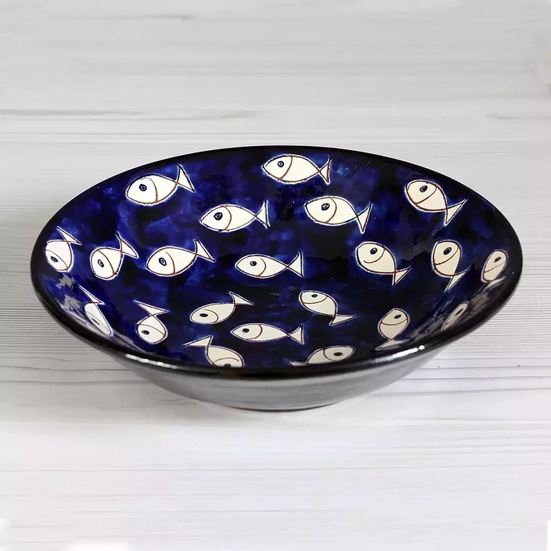White Fish Ceramic Pasta Bowl by Verano Ceramics