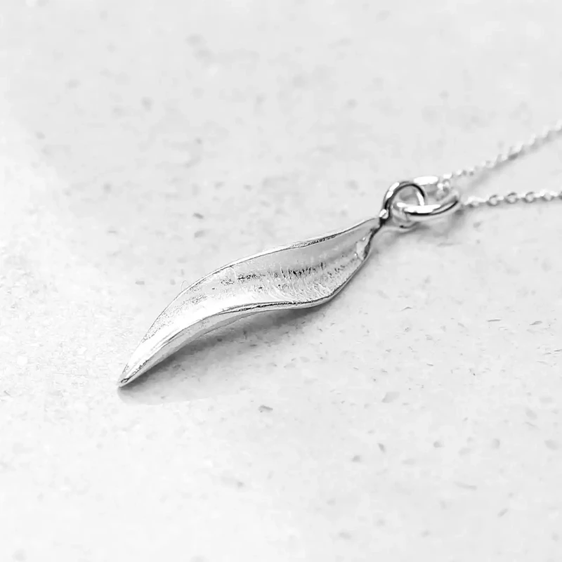 Willow Leaf Silver Pendant by Fi Mehra