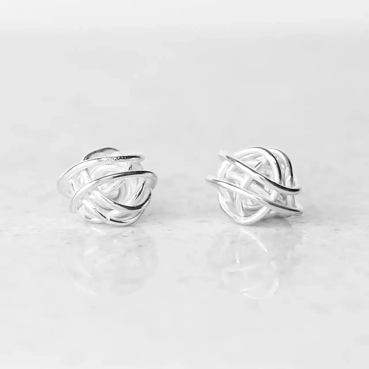 Wire Balls Silver Stud Earrings - Small by Tara Kirkpatrick