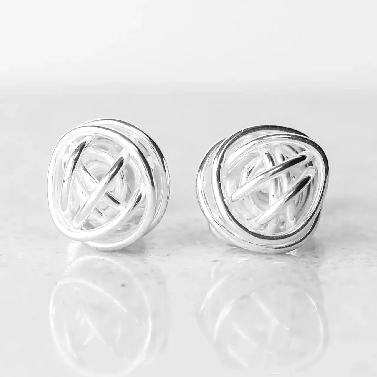 Wire Balls Silver Stud Earrings - Medium by Tara Kirkpatrick