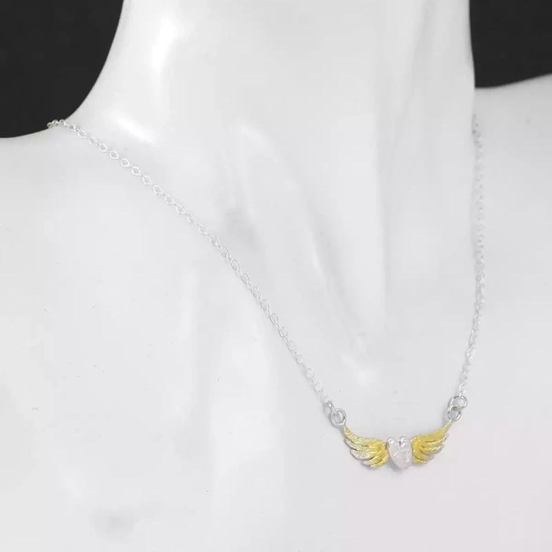 Winged Heart Silver and Gold Plated Necklace - Small by Fi Mehra