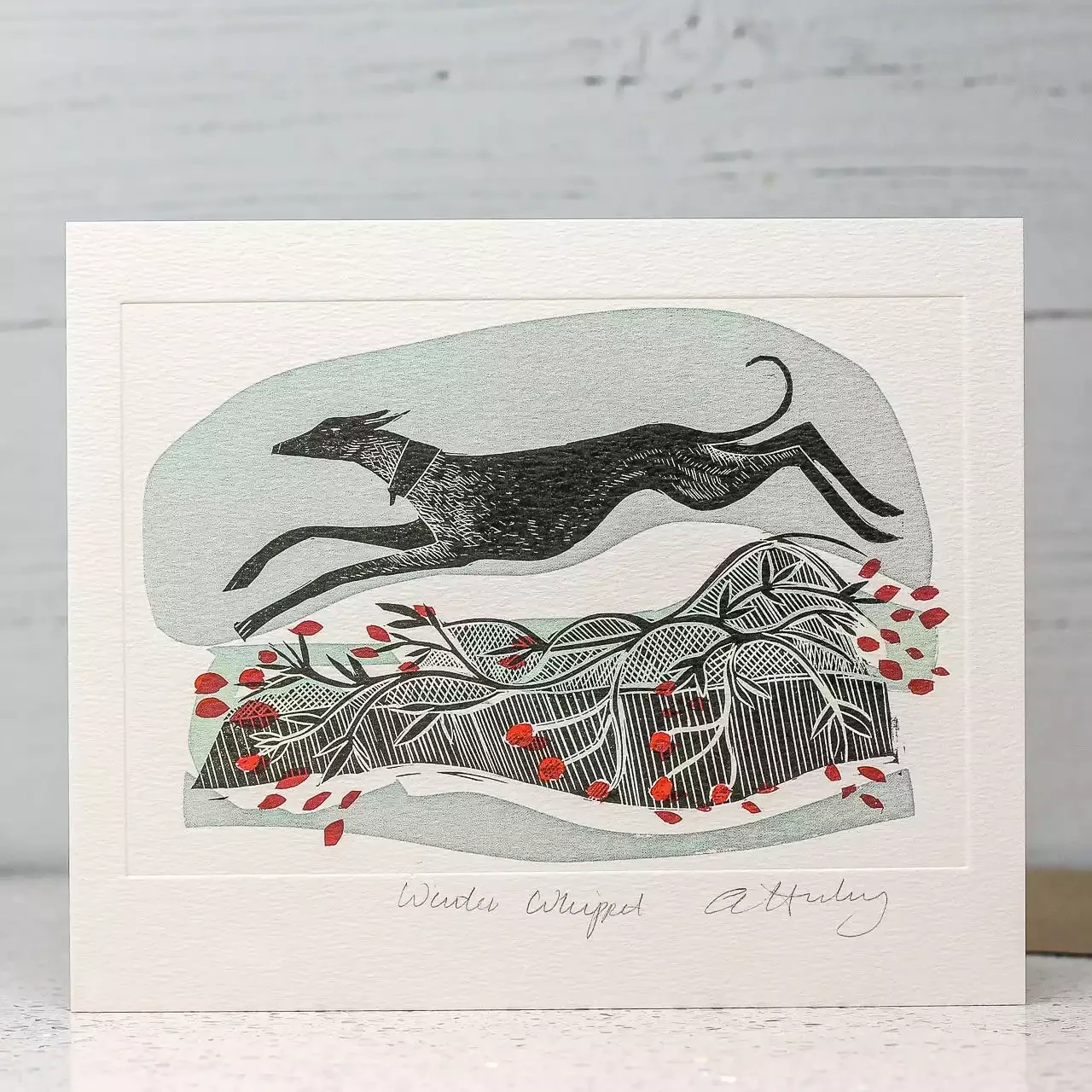 Winter Whippet Card by Angela Harding