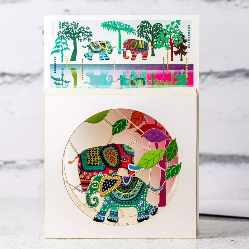 Wonderful Day Elephants - Magic Box Pop Out Card by Ge Feng