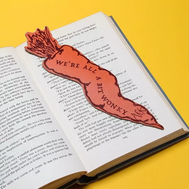 Wonky Carrot Leather Bookmark - Orange by Ark Colour Design